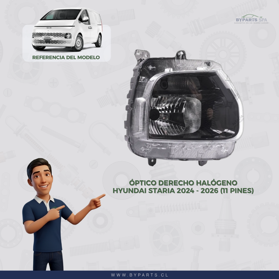 Óptico Halógeno Derecho Hyundai Staria 2024 - 2026 (11 pines)