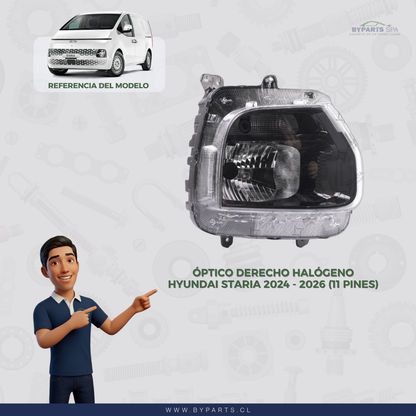 Óptico Halógeno Derecho Hyundai Staria 2024 - 2026 (11 pines)