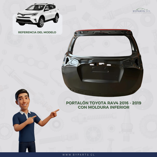 Portalón Toyota Rav4 2016 - 2019 para moldura inferior